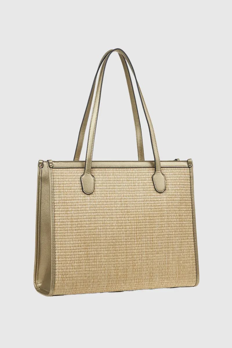 VERDE FASHION | Shopping bag in rafia ed ecopelle - 2