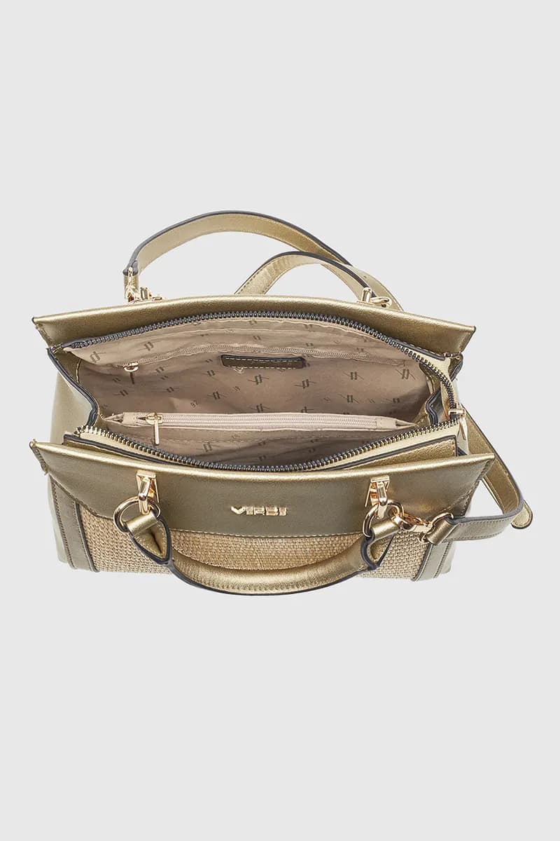 VERDE FASHION | Borsa a mano in rafia ed ecopelle - 4