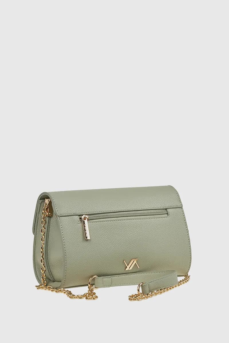 VERDE FASHION | Borsa a tracolla in ecopelle con patta - 2