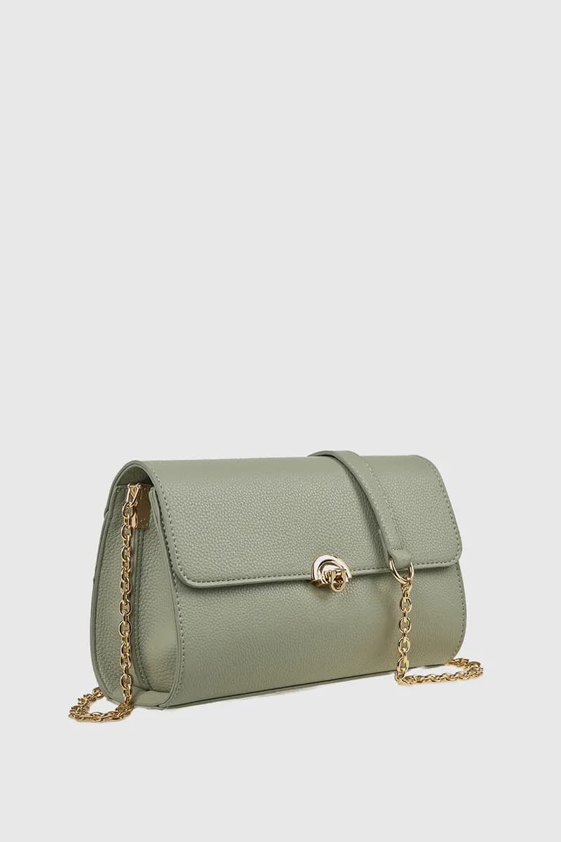 VERDE FASHION | Borsa a tracolla in ecopelle con patta - 3