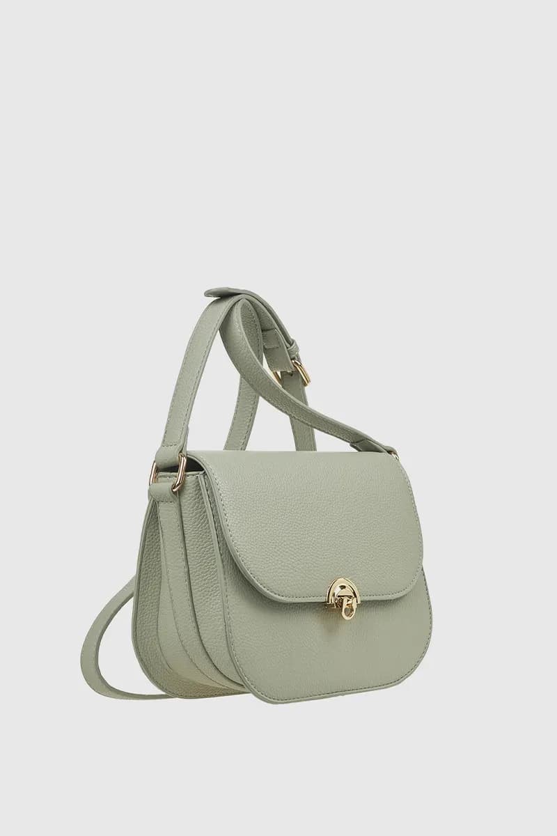 VERDE FASHION | Borsa a tracolla in ecopelle con patta - 11