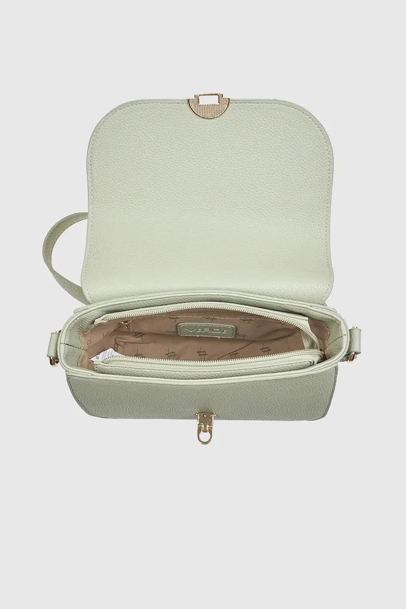 VERDE FASHION | Borsa a tracolla in ecopelle con patta - 12