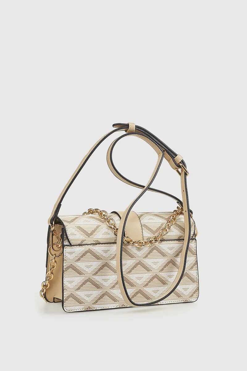 VERDE FASHION | Borsa a tracolla con patta motivo geometrico - 2