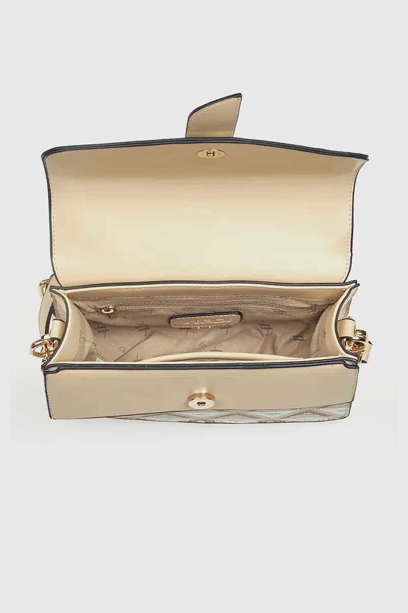 VERDE FASHION | Borsa a tracolla con patta motivo geometrico - 5