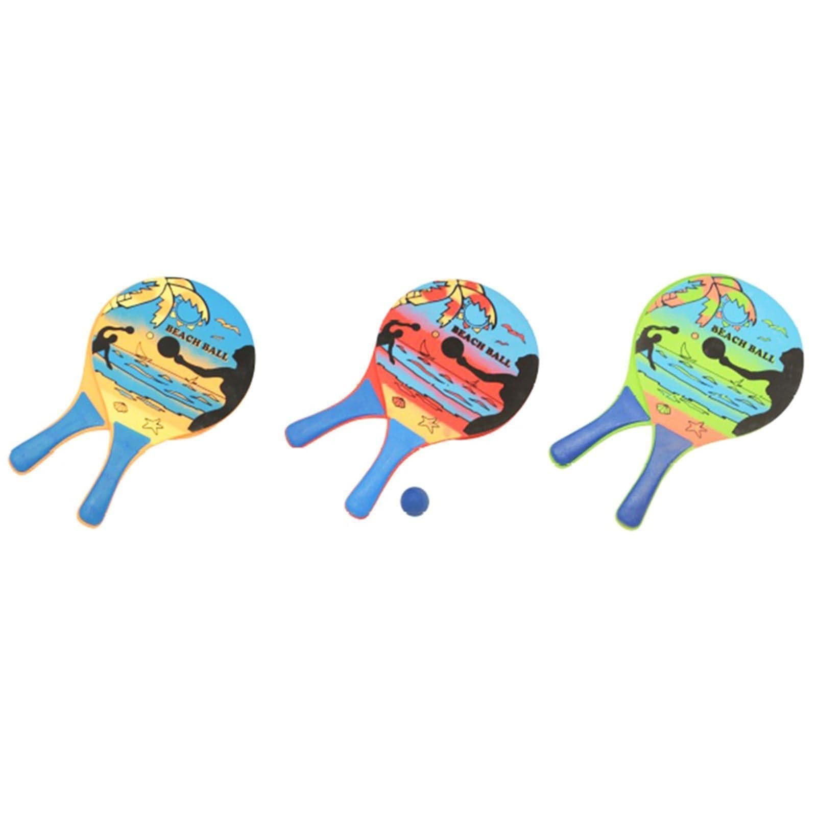 Set 2 racchettoni in legno con pallina, racchette da spiaggia e mare - 2
