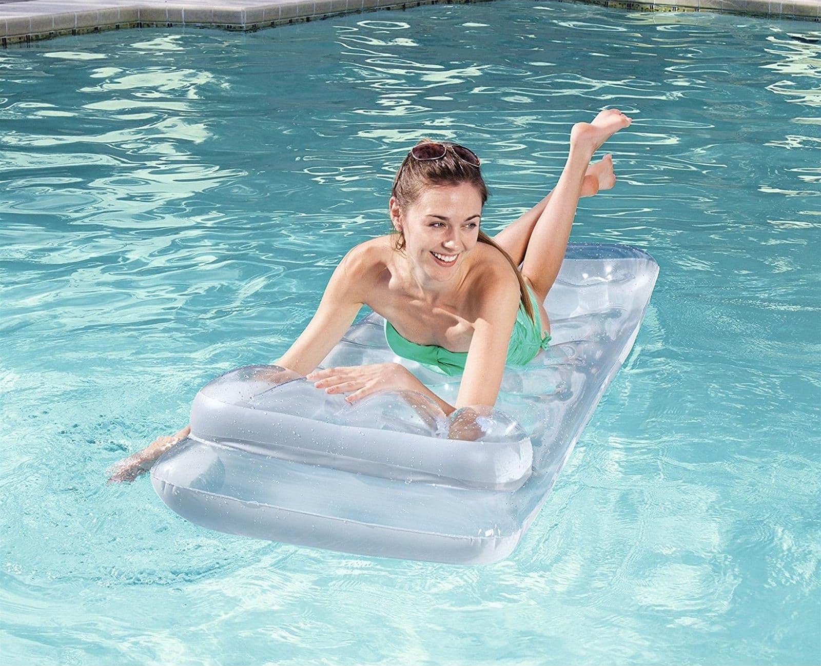 Materassino da mare gonfiabile singolo 1 posto con cuscino per piscina galleggiante - 4