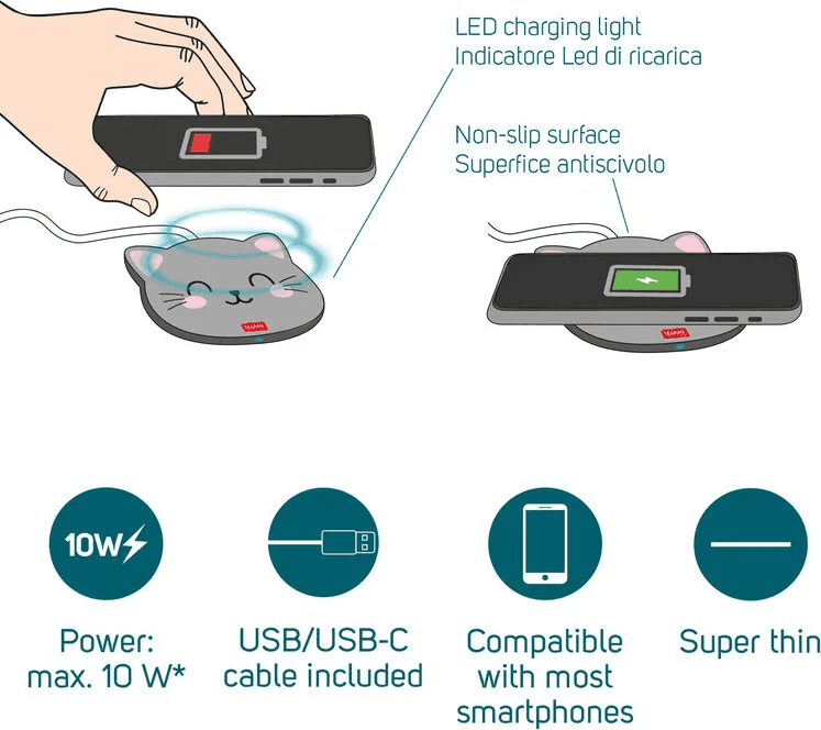 Legami - Caricabatterie Wireless con Supporto Kitty - Super Fast N. articolo (VWCHAR0008) - 4