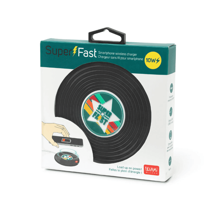 Legami - Caricabatterie Wireless per Smartphone a forma di Vinile- Super Fast (VWCHAR0005) - 3