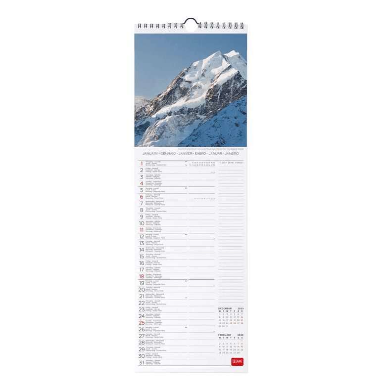 Legami - Calendario da Parete 2026 - 16 x 49 cm Mountain (CAL260071) - 2