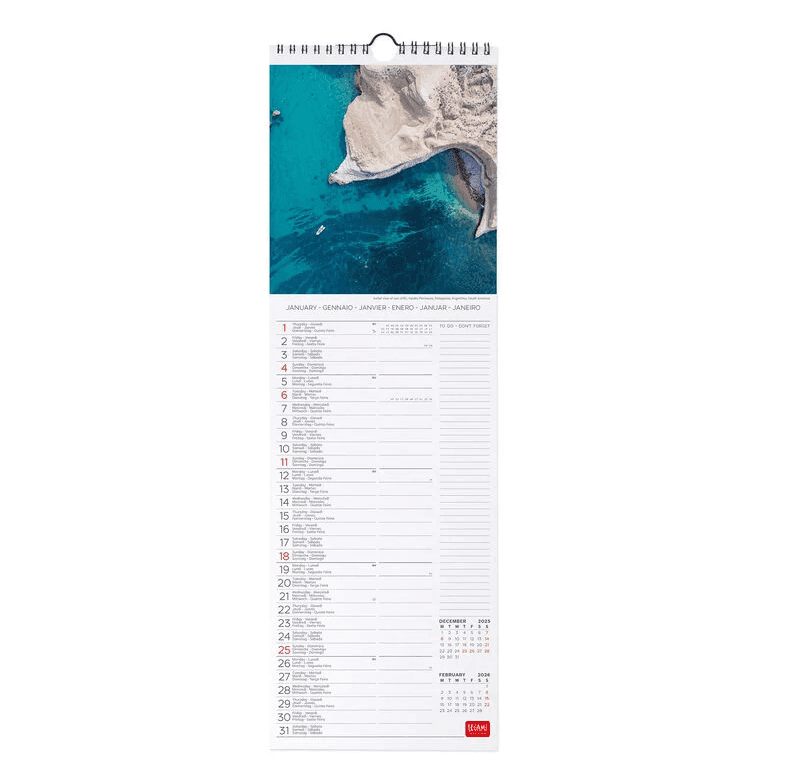 Legami - Calendario da Parete 2026 - 16 x 49 cm Vitamin Sea (CAL260072) - 2