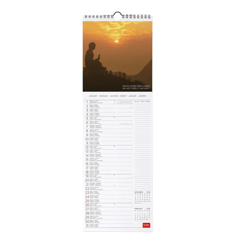 Legami - Calendario da Parete 2026 - 16 x 49 cm Peace of Mind(CAL260074) - 2