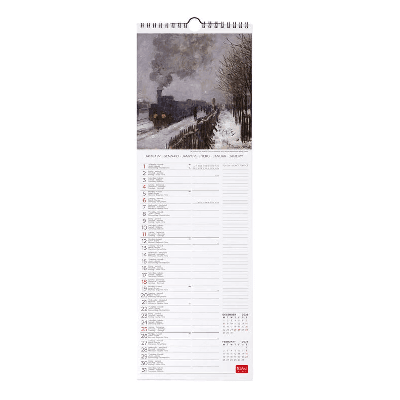 Legami - Calendario da Parete 2026 - 16 x 49 cm Claude Monet (CAL260080) - 2