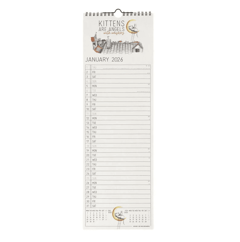 Legami - Calendario da Parete 2026 - 16 x 49 cm Sketchy Cats (CAL260083) - 2
