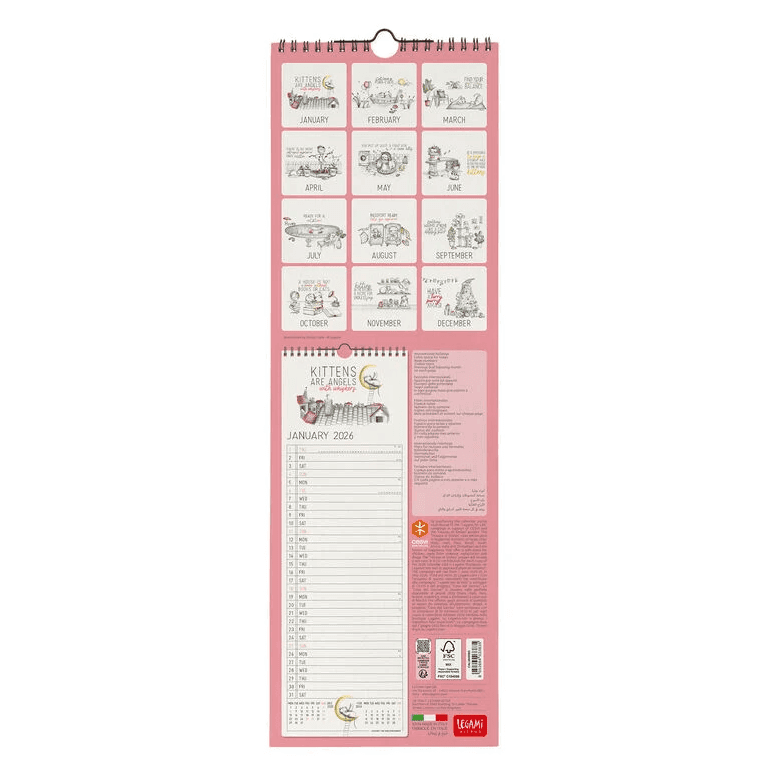 Legami - Calendario da Parete 2026 - 16 x 49 cm Sketchy Cats (CAL260083) - 3