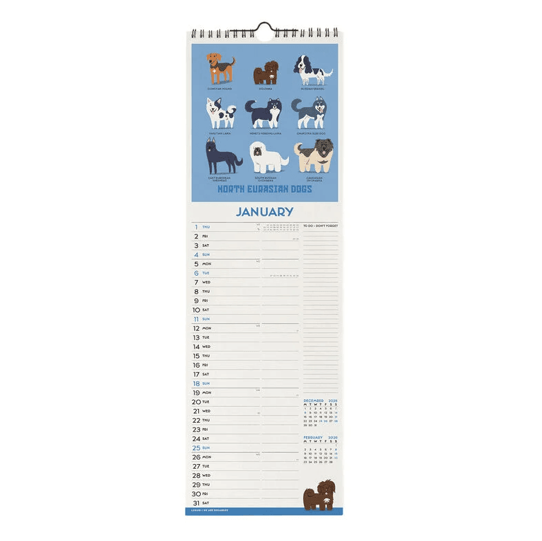 Legami - Calendario da Parete 2026 - 16 x 49 cm Dogs of the World (CAL260084) - 2