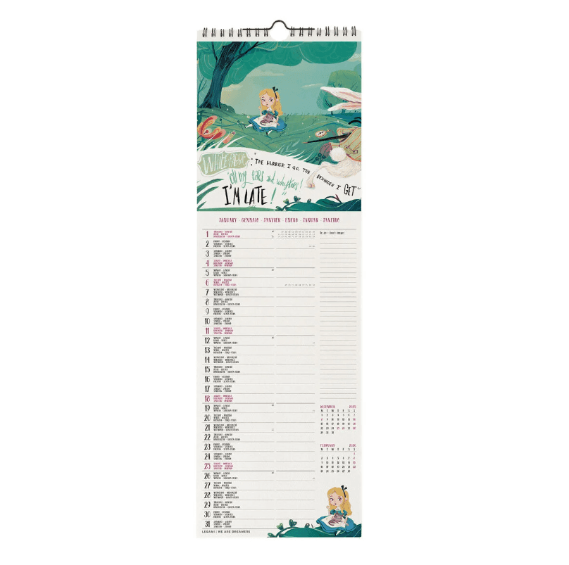 Legami - Calendario da Parete 2026 - 16 x 49 cm Alice in Wonderland (CAL260086) - 2