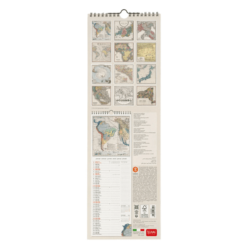 Legami - Calendario da Parete 2026 - 16 x 49 cm Vintage Maps  (CAL260092) - 3