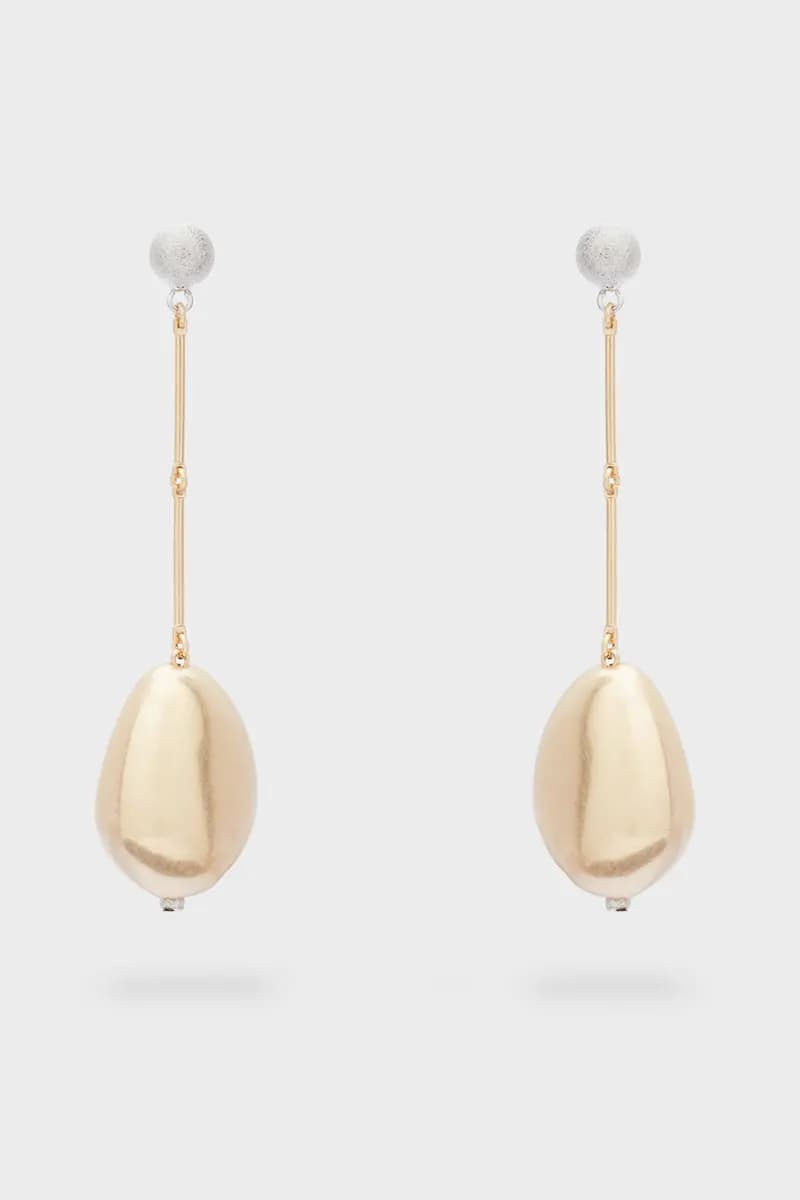 NALÌ | Orecchini lunghi con sfera oro spazzolato - 2
