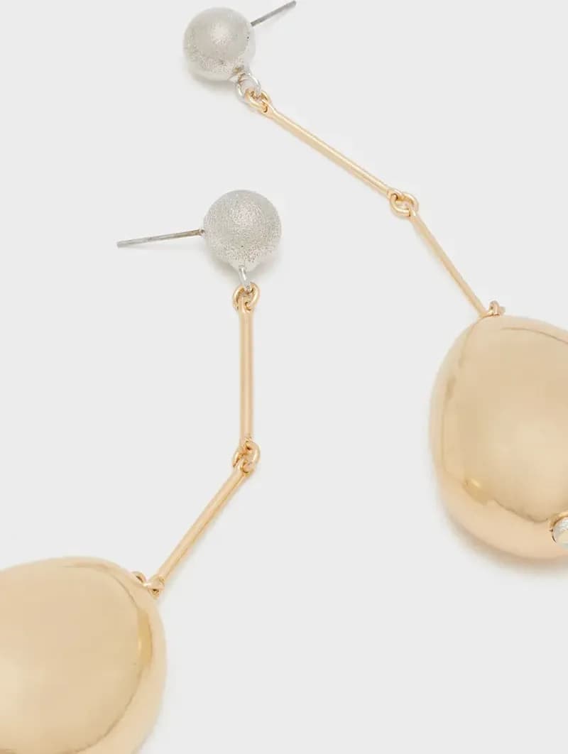 NALÌ | Orecchini lunghi con sfera oro spazzolato - 3