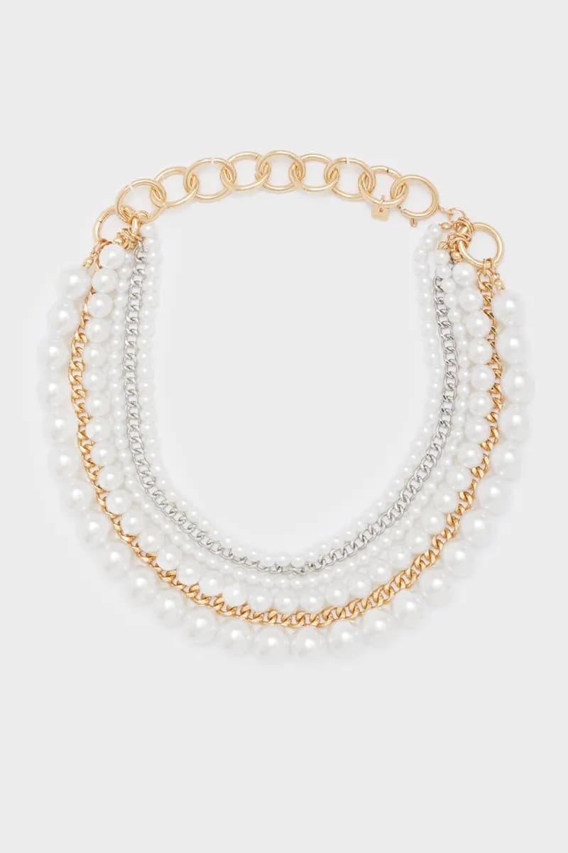 NALÌ | Collana multifilo con perle e catene oro/argento - 2