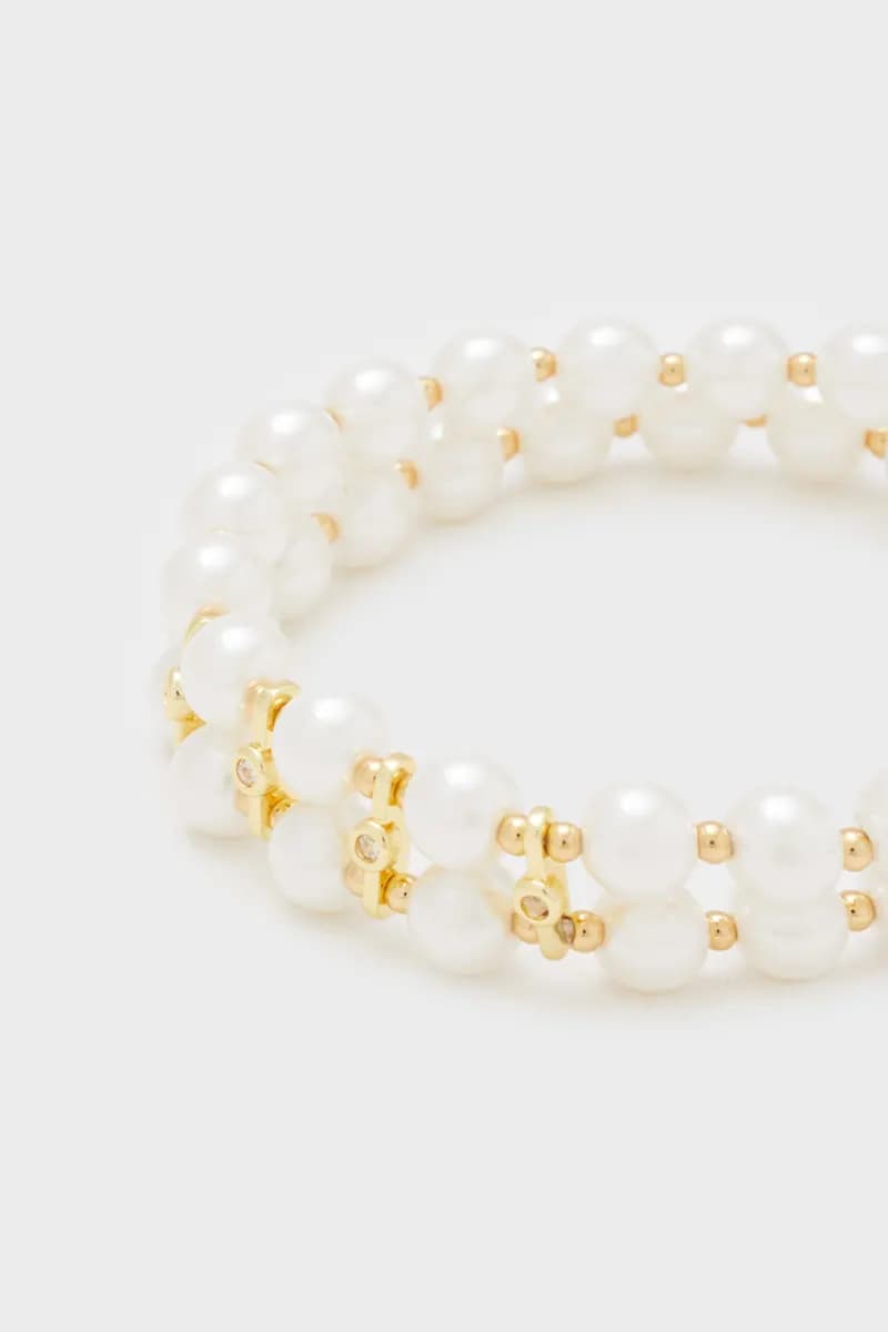 NALÌ | Bracciale two-rows perle bianche - 3