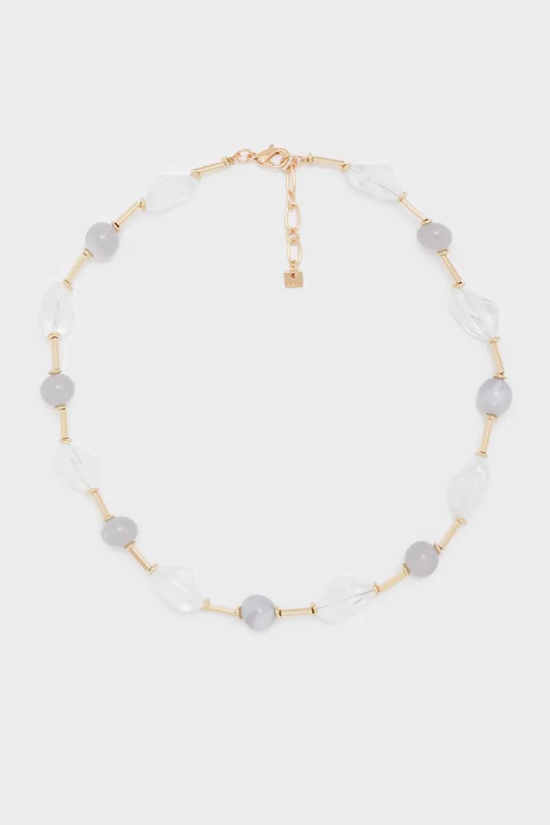 NALÌ | Collana oro+perline in resina grigio - 2