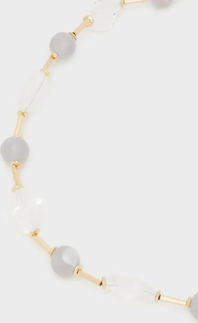 NALÌ | Collana oro+perline in resina grigio - 3