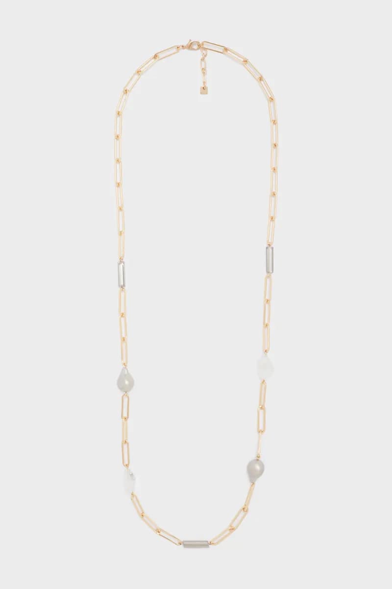 NALÌ | Collana lunga oro+perle e resina grigio - 2