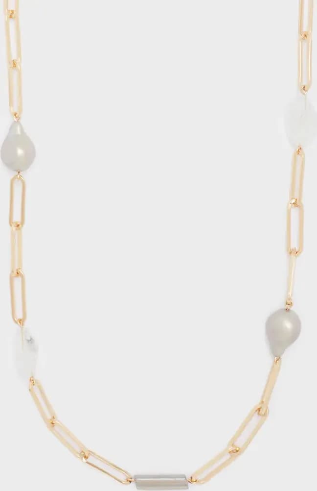 NALÌ | Collana lunga oro+perle e resina grigio - 3