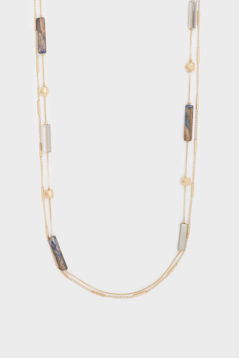 NALÌ | Collana Maria lunga oro+resina grigio - 2