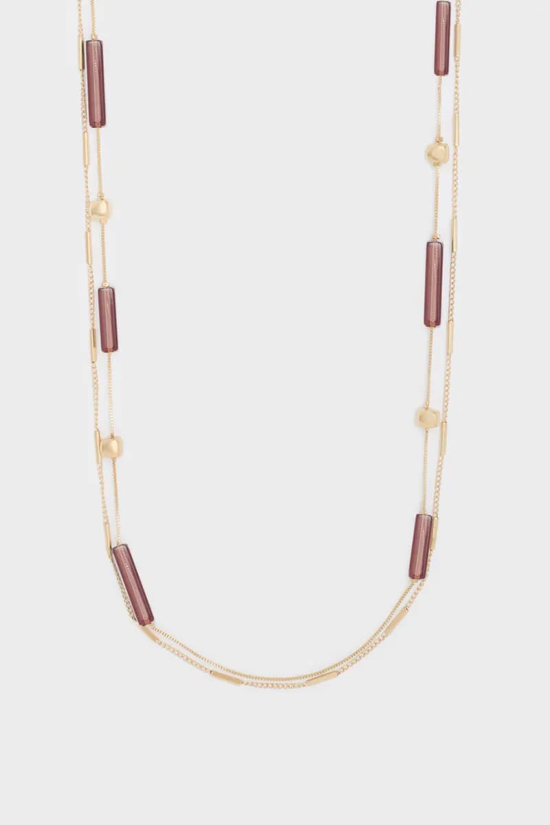 NALÌ | Collana Maria lunga oro+resina vino - 4