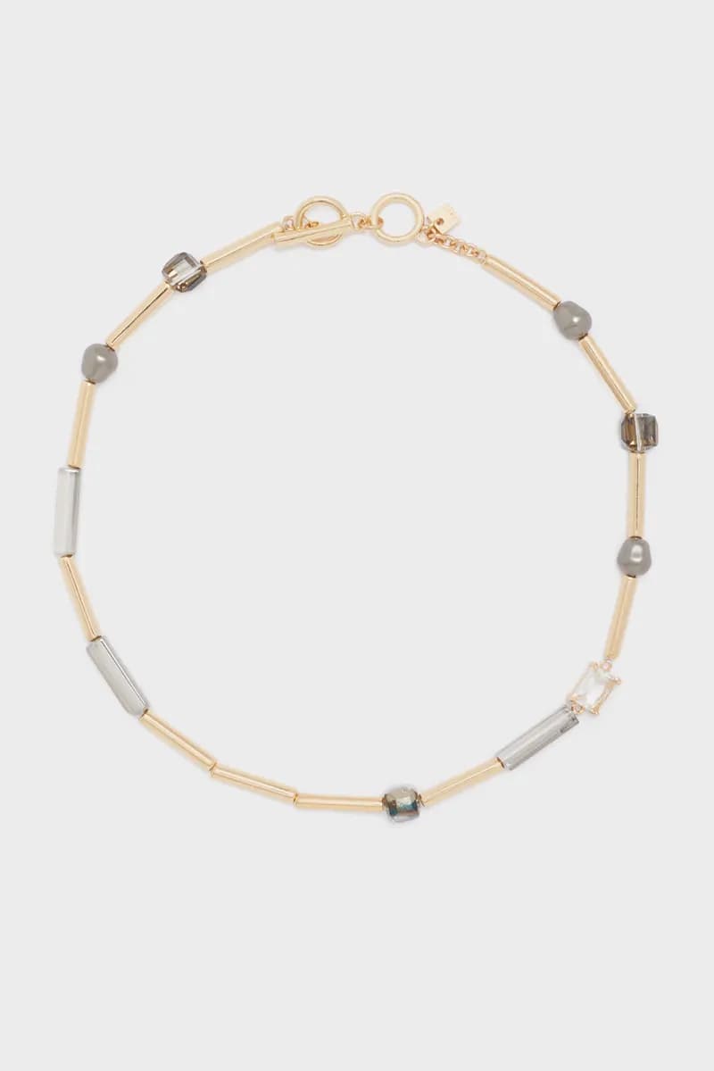 NALÌ | Collana Maria girocollo oro+resina grigio - 3