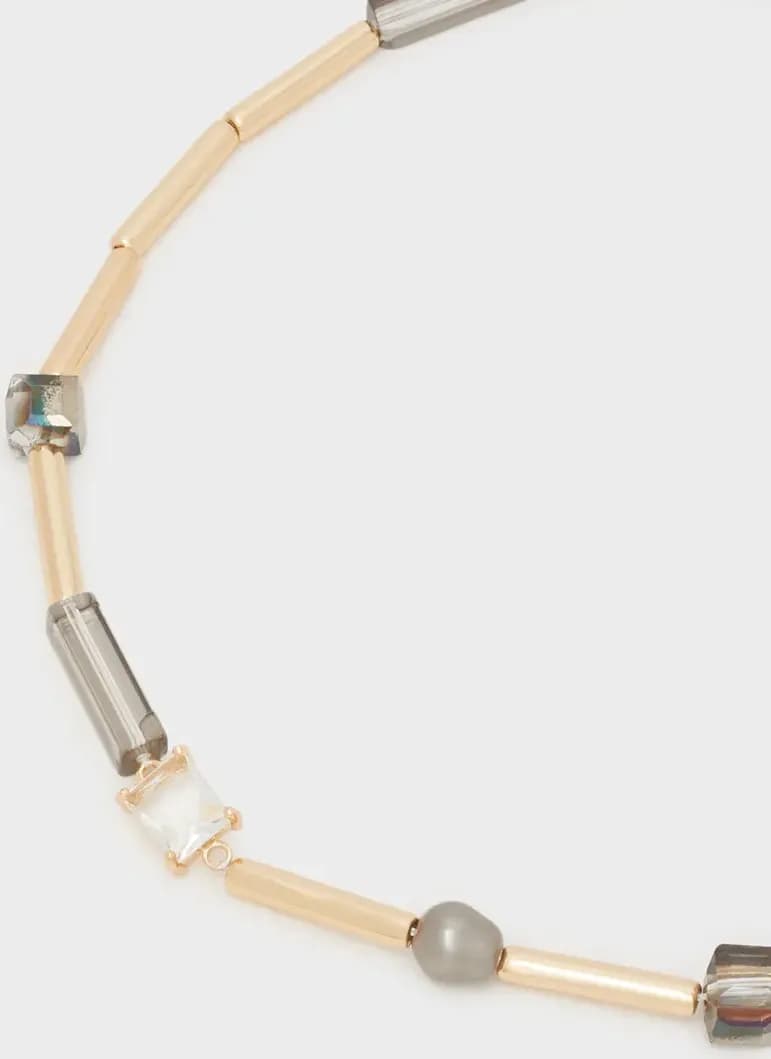 NALÌ | Collana Maria girocollo oro+resina grigio - 2
