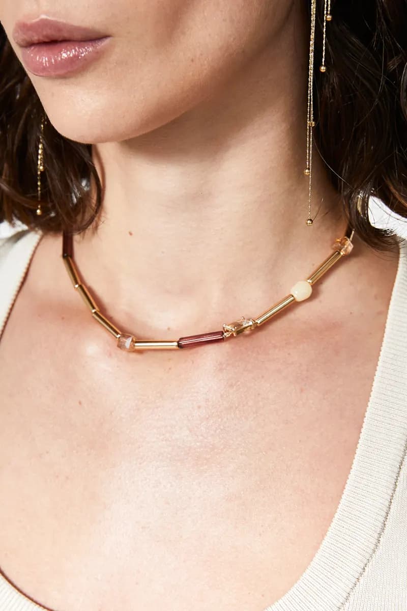 NALÌ | Collana Maria girocollo oro+resina vino - 4