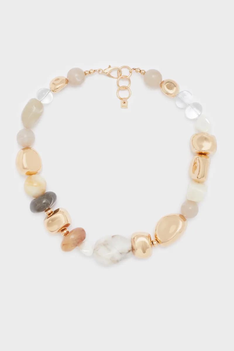 NALÌ | Collana ciottoli oro+resina beige/grigio - 2