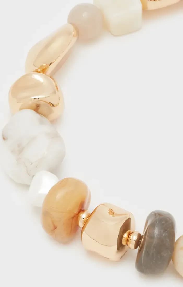 NALÌ | Collana ciottoli oro+resina beige/grigio - 3