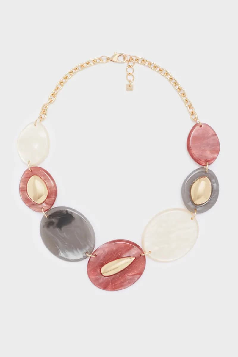 NALÌ | Collana Lana resina grigio/rosa - 2