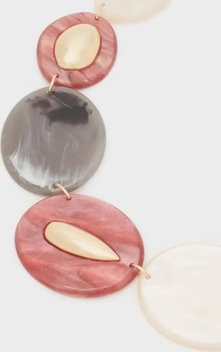 NALÌ | Collana Lana resina grigio/rosa - 3