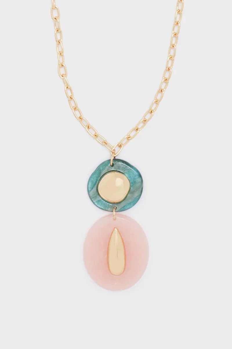 NALÌ | Collana Lana lunga resina rosa/verde - 3