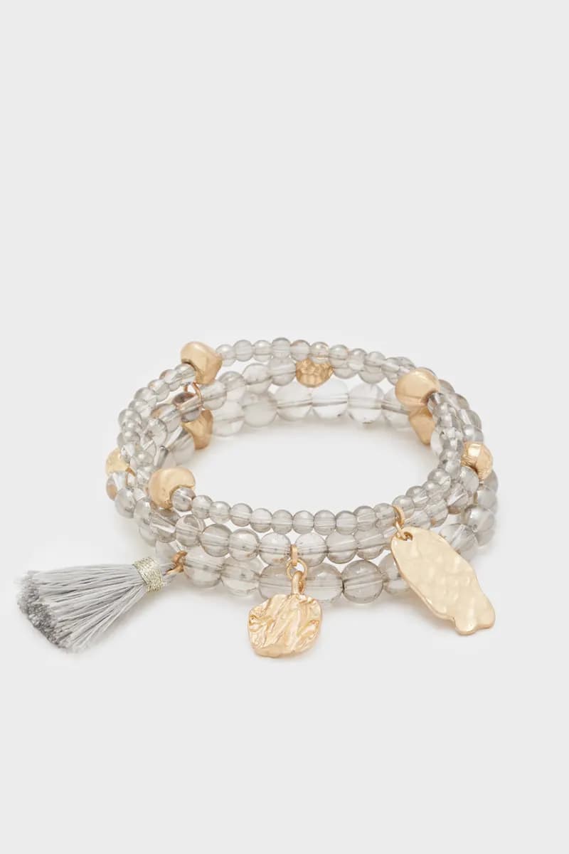 NALÌ | Set bracciali elastici perle oro/grigio - 2