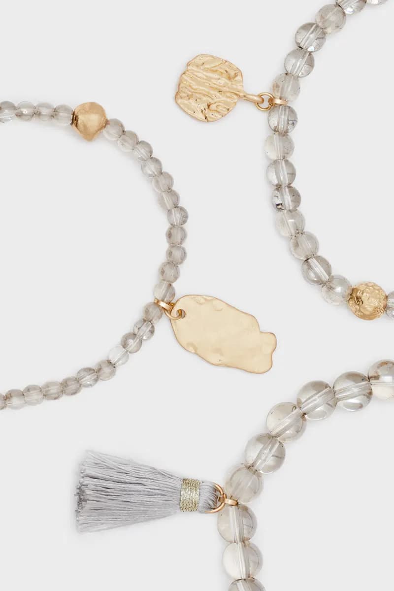 NALÌ | Set bracciali elastici perle oro/grigio - 4