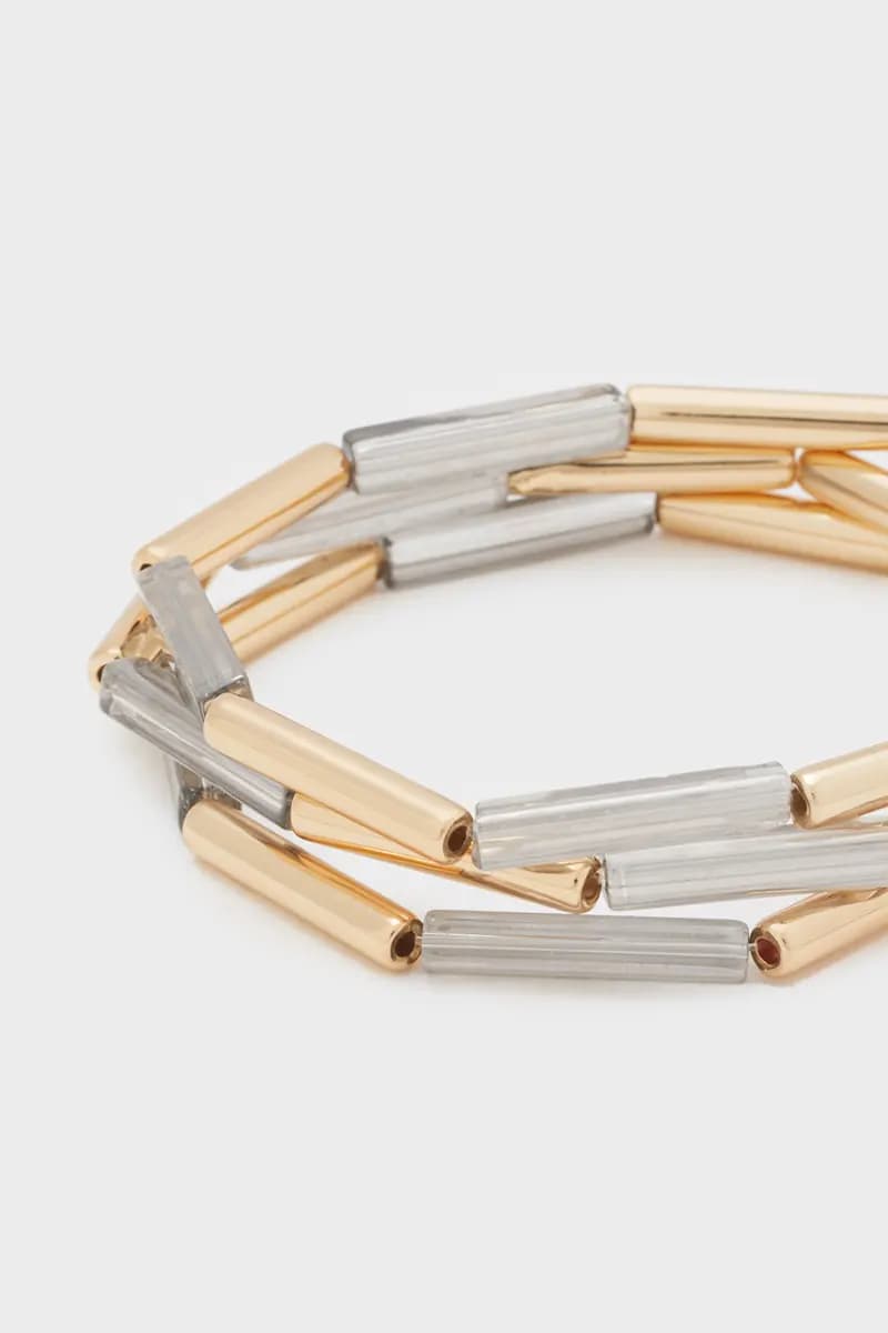 NALÌ | Set bracciali Maria oro/resina grigio - 3
