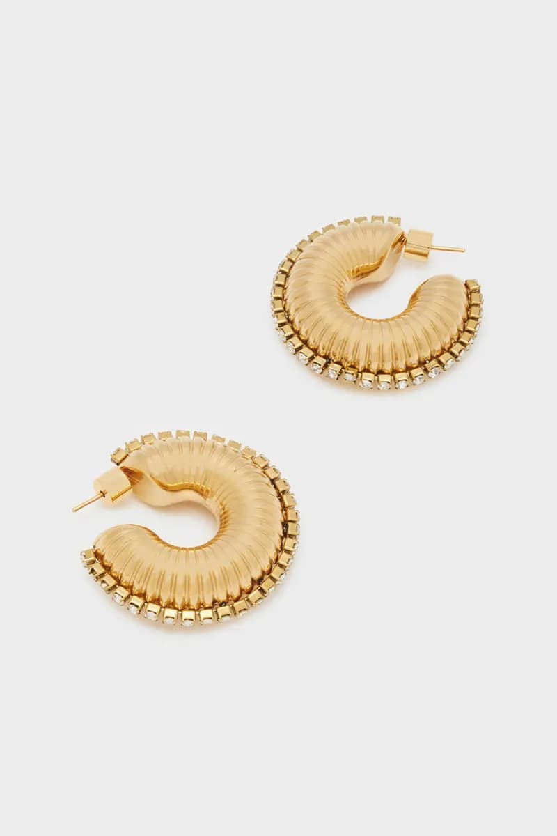 NALÌ | Orecchini cerchio rigato filo pietre oro - 3