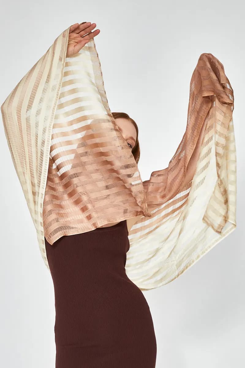 NALÌ | Sciarpa stripes sottile rosa filo lurex - 4