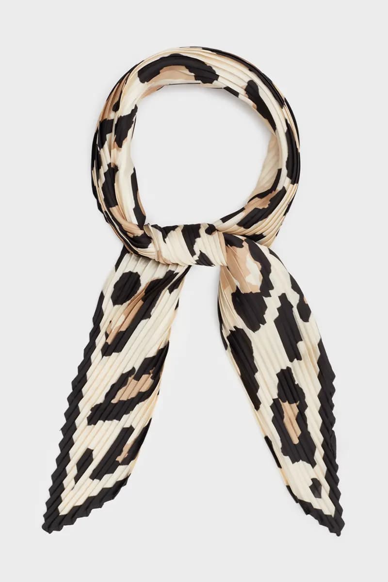 NALÌ | Foulard leopard plisse panna/nero - 4