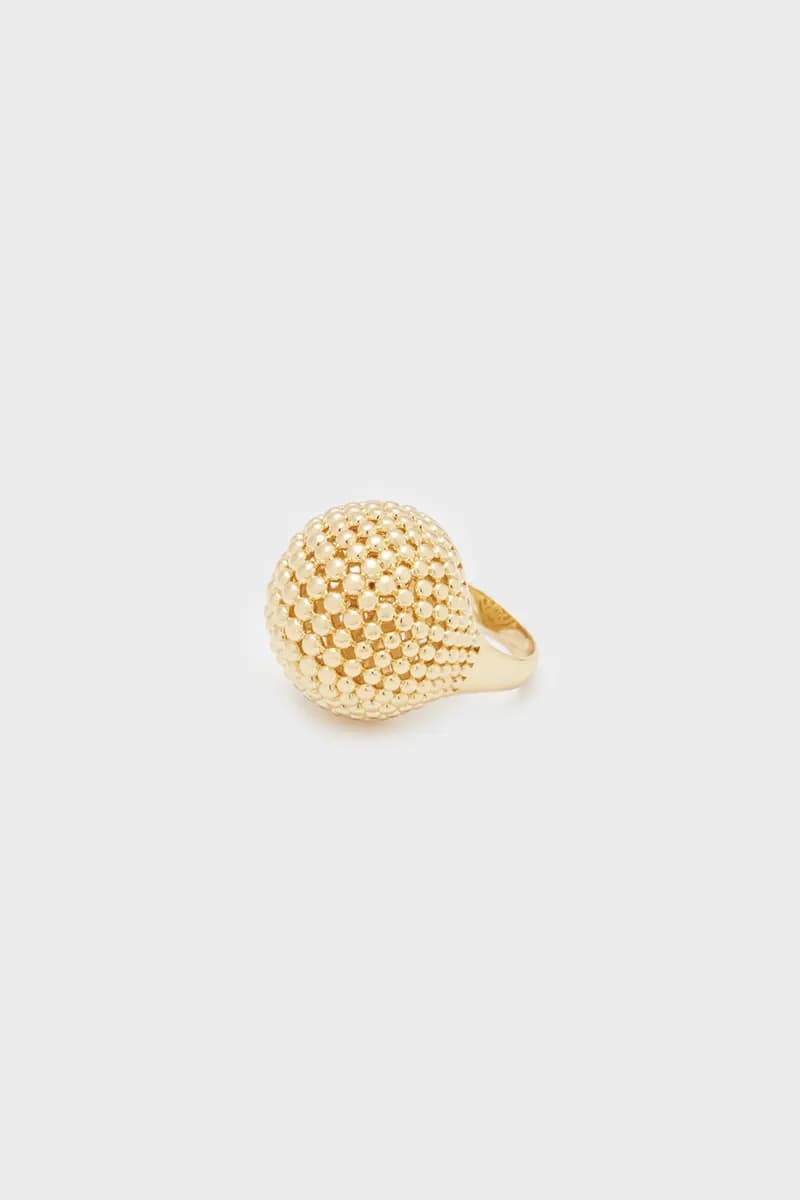 NALÌ | Anello bombato puntellato oro - 2