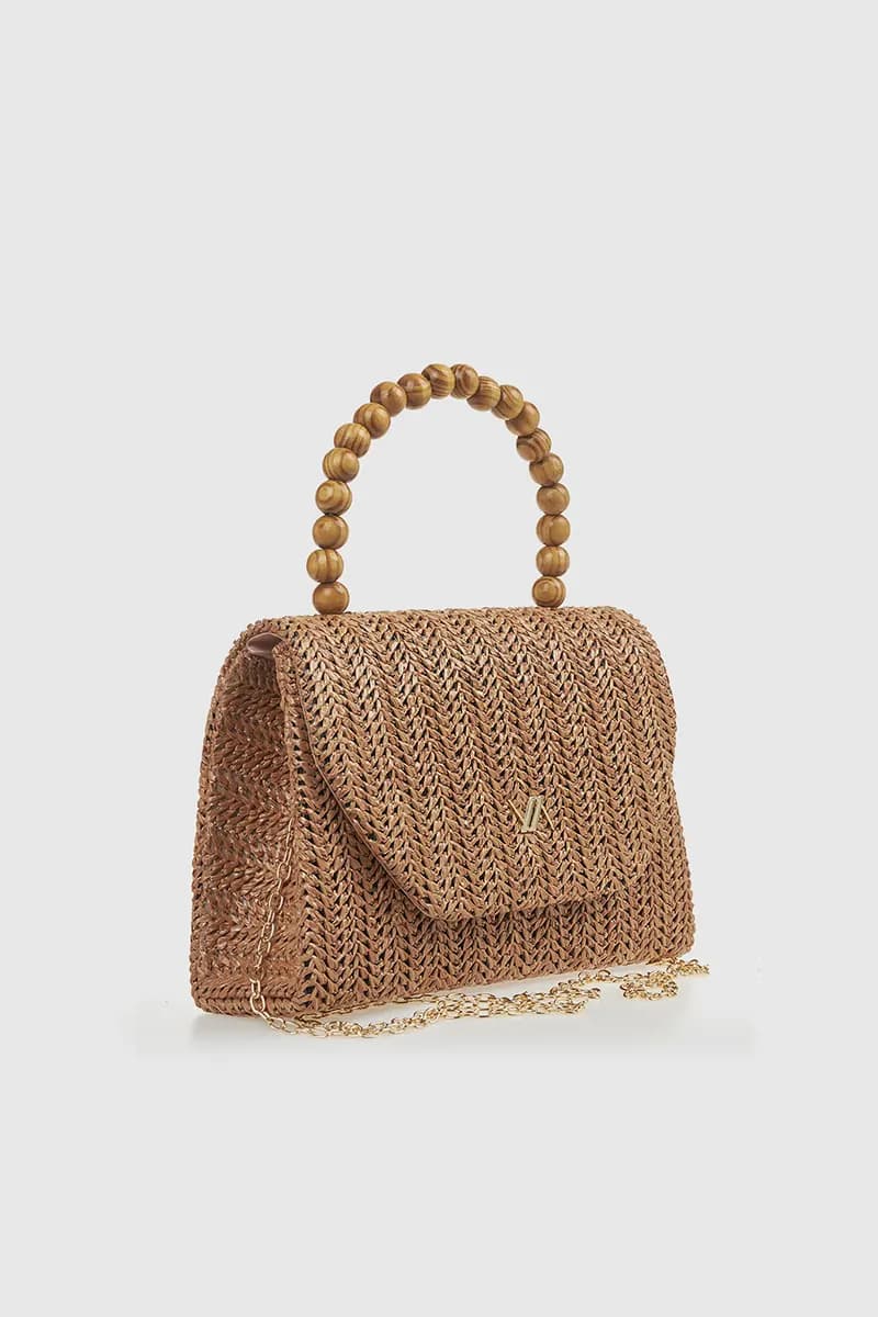 VERDE FASHION | Pochette in rafia manico in legno - 3