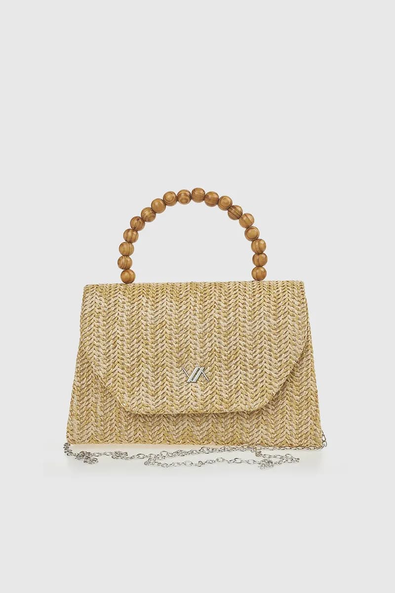 VERDE FASHION | Pochette in rafia manico in legno - 9