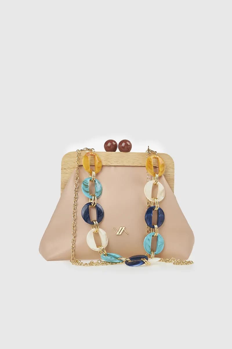 VERDE FASHION | Pochette in ecopelle manico in legno - 1