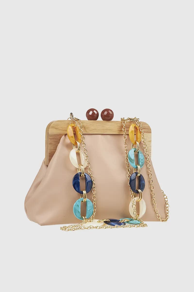 VERDE FASHION | Pochette in ecopelle manico in legno - 2
